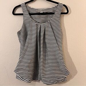 H&M Black & White Striped Sleeveless Pleated Blouse – Size 6